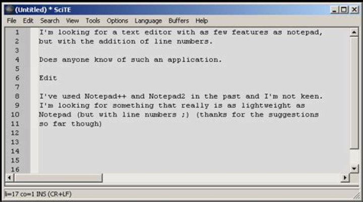 Notepad with line numbers