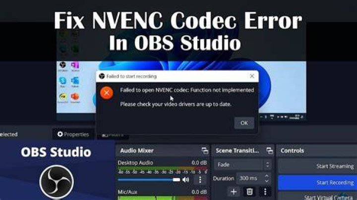 OBS Studio—'Failed to open NVENC codec: Function not implemented'