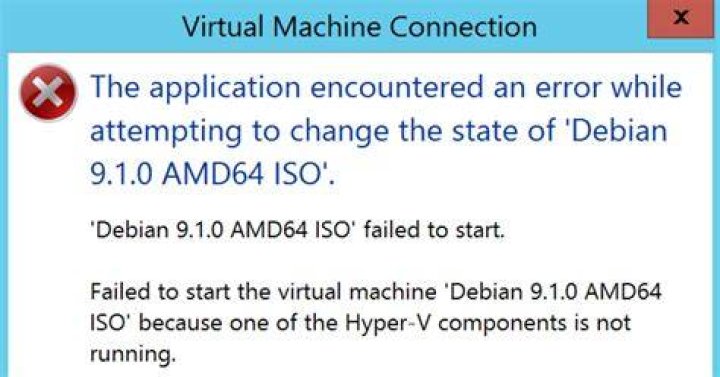 “one of the hyper-v components is not running” how to get more information on this issue?