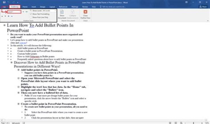 outline tab