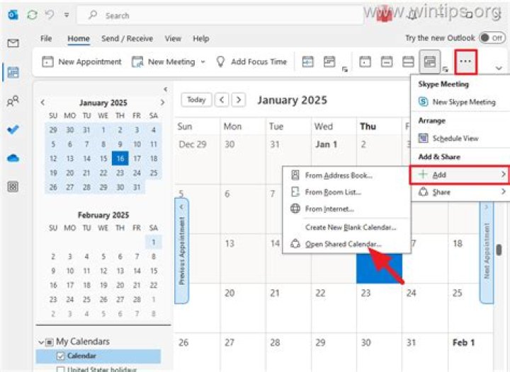 Outlook 365: Open calendar in new window