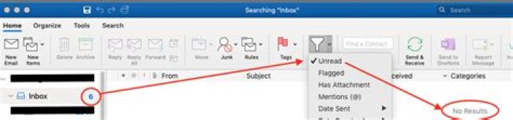 Outlook for Mac: Filter Unread never matches the Inbox badge count