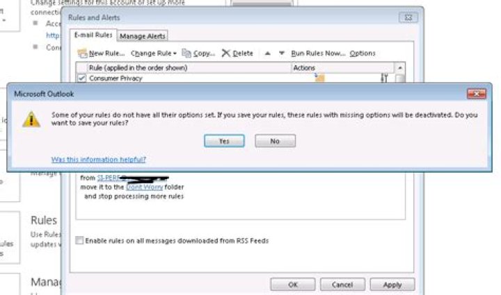 Outlook rules - import error