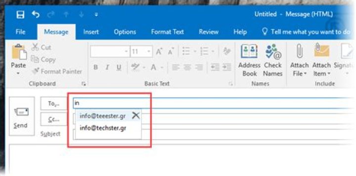 Outlook won't autocomplete "TO" when typing a contact's last name