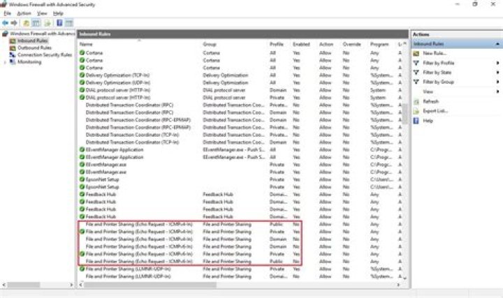 Ping to Windows 10 not working if "file and printer sharing" is turned off?
