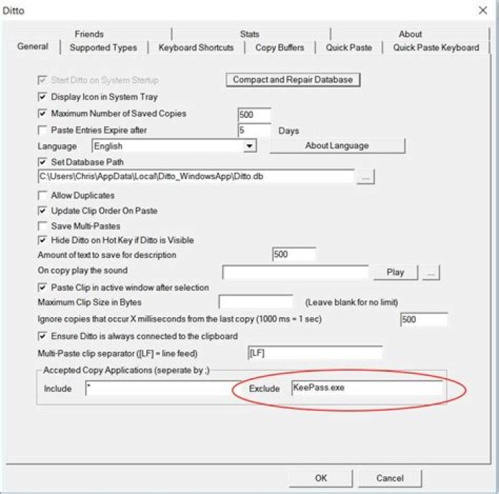 Prevent Ditto from copying in KeePass
