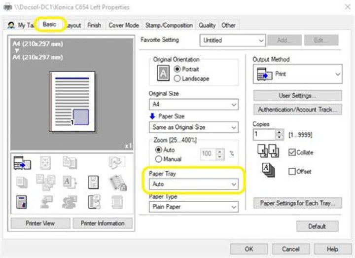 Printer properties