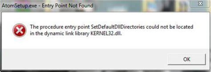 procedure entry point setdefaultdlldirectories could not be located kernel32.dll