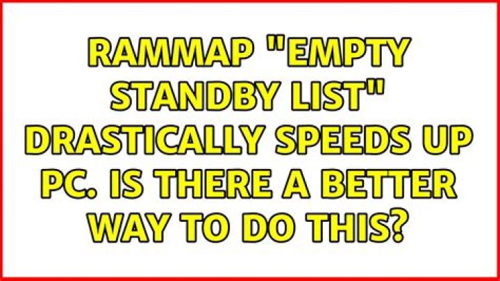 RamMap "Empty standby list" drastically speeds up PC. Is there a better way to do this?