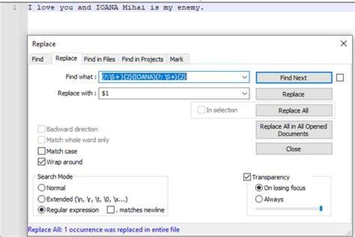 Regex: Match and delete 2 words before and after the specified word