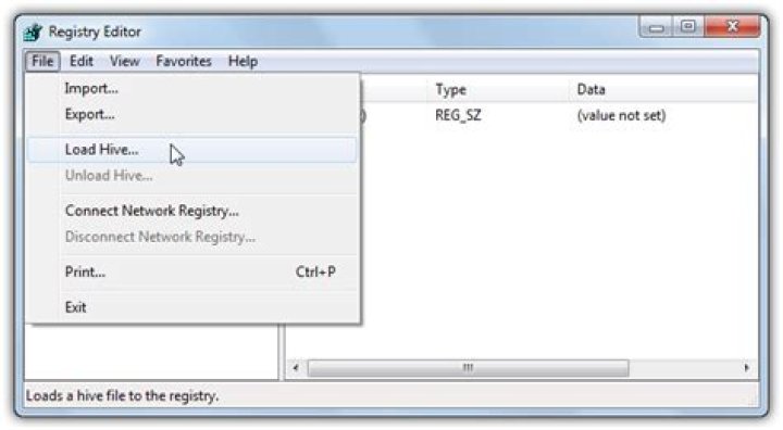 Registry Editor - Load Hive grayed out
