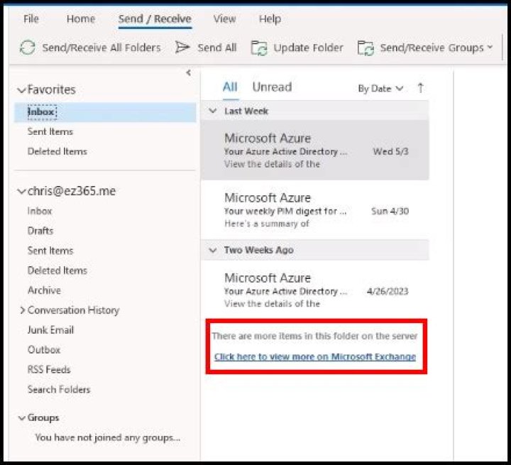 Remove or move the "there are more items in this folder on the server" message