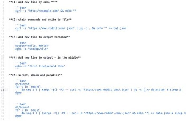 Retain \n as plain text instead of new line in bash script