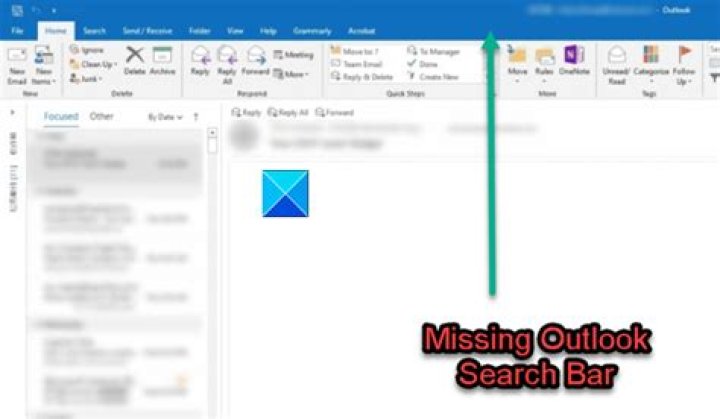 Search bar missing in Outlook 2019