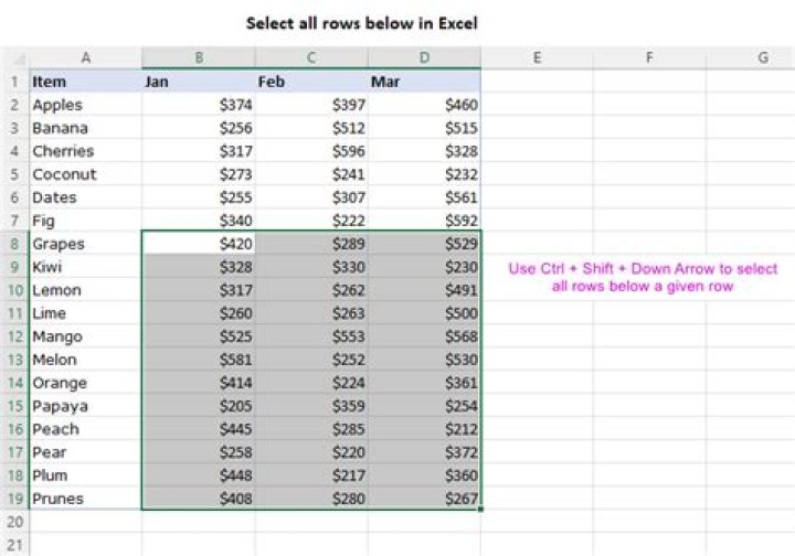 Select next row in Excel?