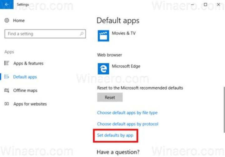 Set Defaults by app
