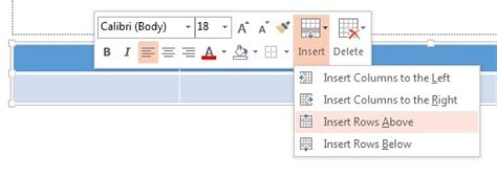 Shortcut for adding new row or column in Powerpoint 2013 table