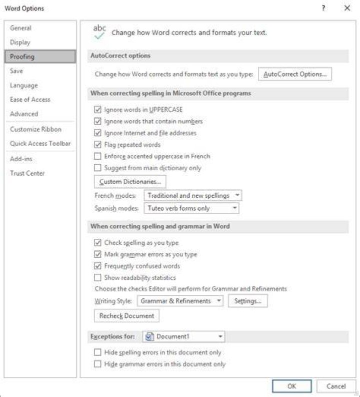 Spanish Grammar Checking in Microsoft Word