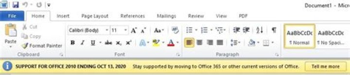 stop "Support for Office 2010 Ending Oct 13, 2020" messages when opening office docs