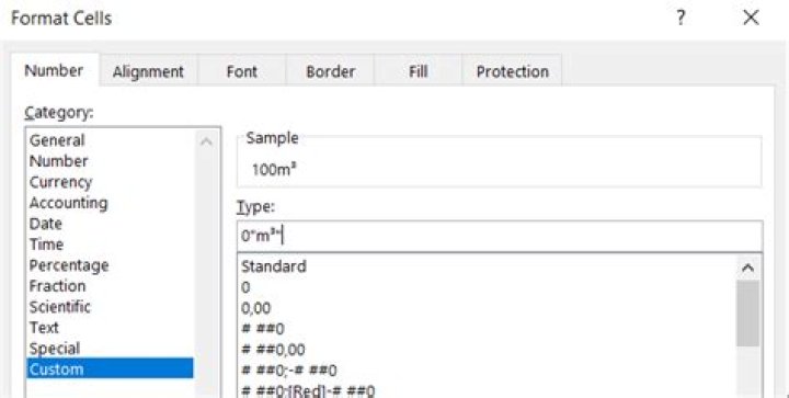 Superscript in custom formatting in Excel