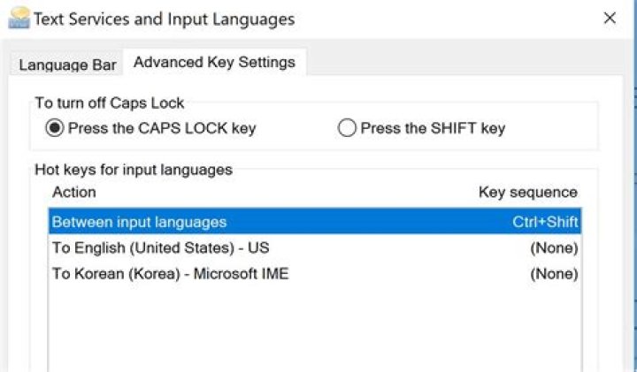 Switching between languages on windows 10 using keyboard shortcut not as expected