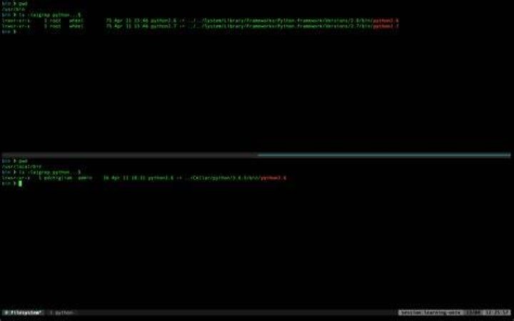 Terminal screenshot of Python2 and Python3 paths