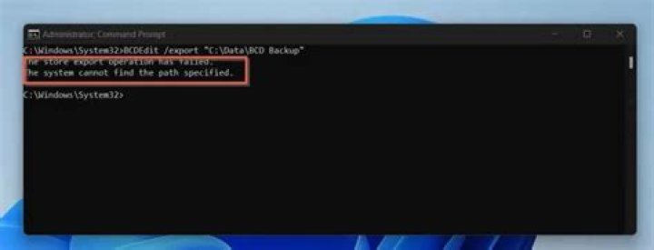 The bcdedit export operation fails. windows vista not booting