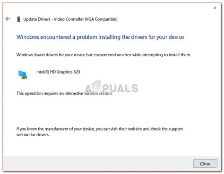 "This operation requires an interactive window station" error when installing device drivers