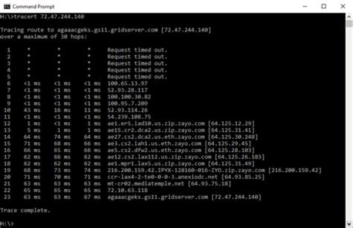Tracert to 