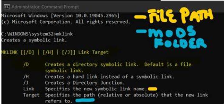 Trying to create a symbolic link to save space on sims 4 mods, but the syntax is coming up as wrong