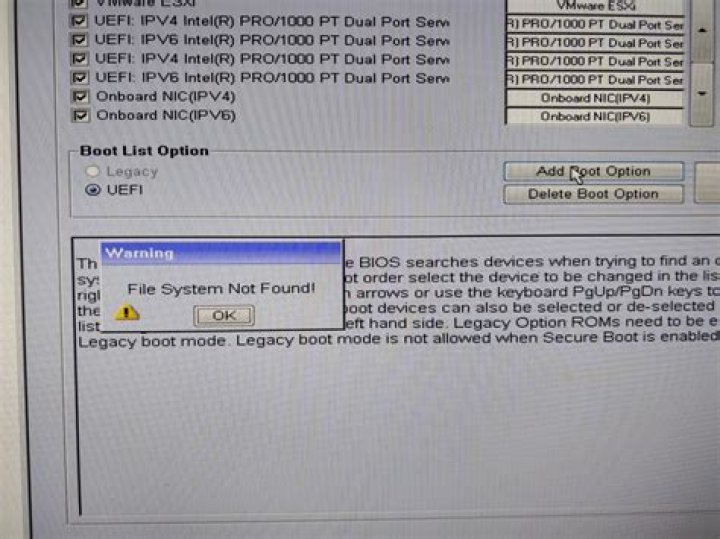 UEFI Mode - File System Not Found