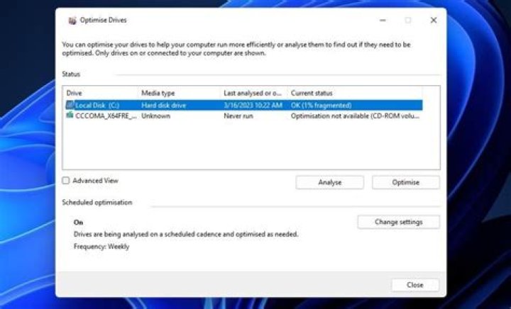 Unable to defragment win7 laptop