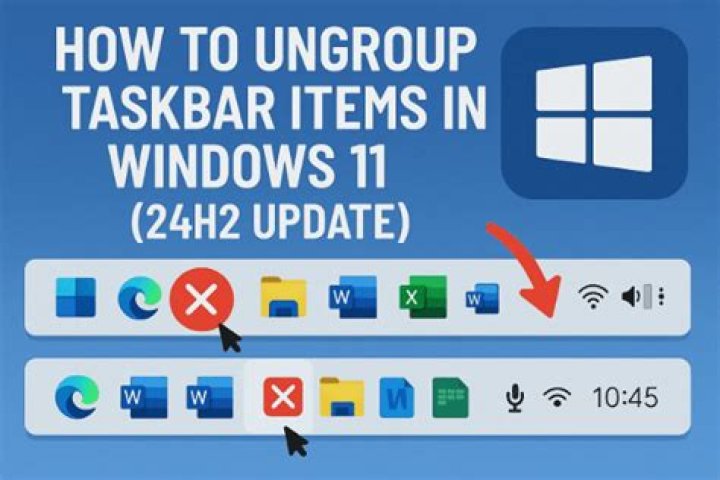 Ungroup taskbar items in Windows 11
