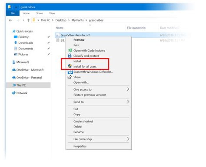 Using custom fonts without administrator rights?