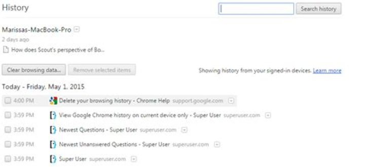 View Google Chrome history on current device only