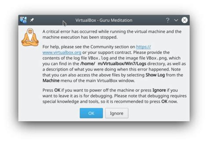 VirtualBox - Guru Meditation