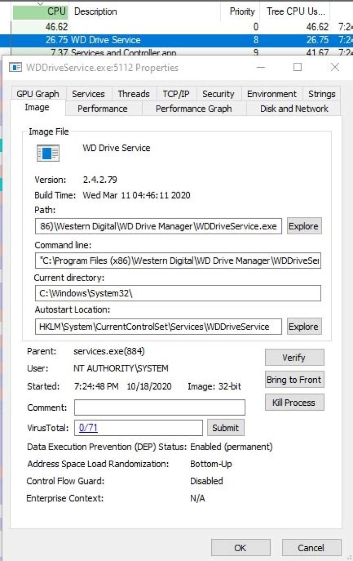 WDDriveService.exe: eating cpu process & excess Internet usage
