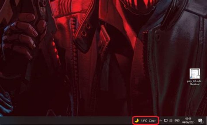 Weather icon on the taskbar1