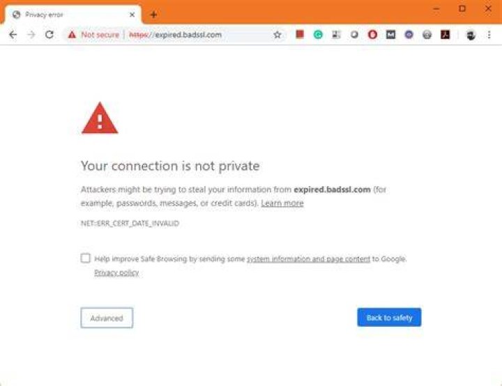 Web browsers say certificates expired or not yet valid, even though the certificate is valid for today's date and system clock is accurate