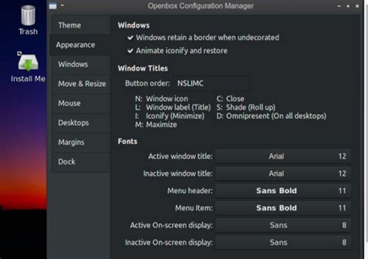 What does "evte" mean in the openbox menu?