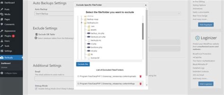 What files, file types, and folders to exclude from user folder backup?