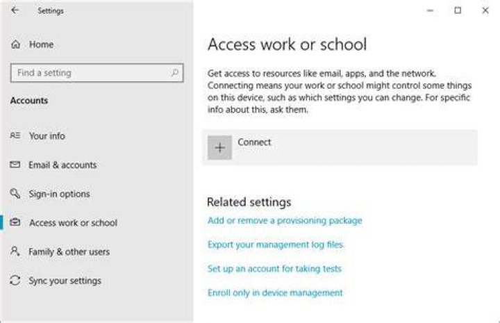 What is "Access work or school" in Windows?
