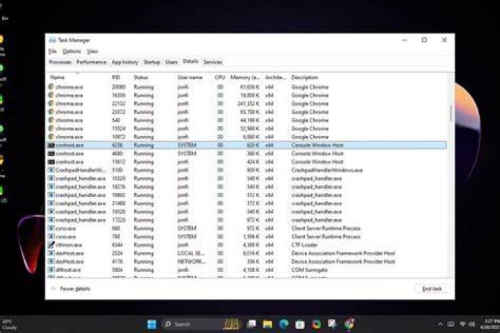 What is the 'conhost.exe' process that shows up in Task Manager?