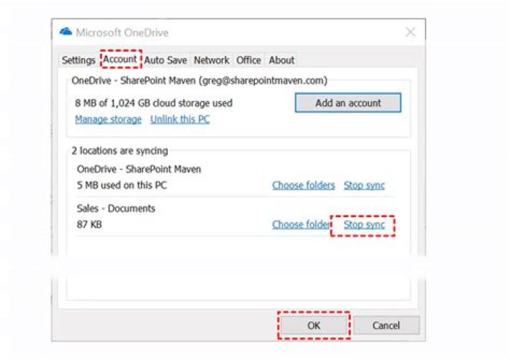 What is the location of the temp file for OneDrive for business Sync