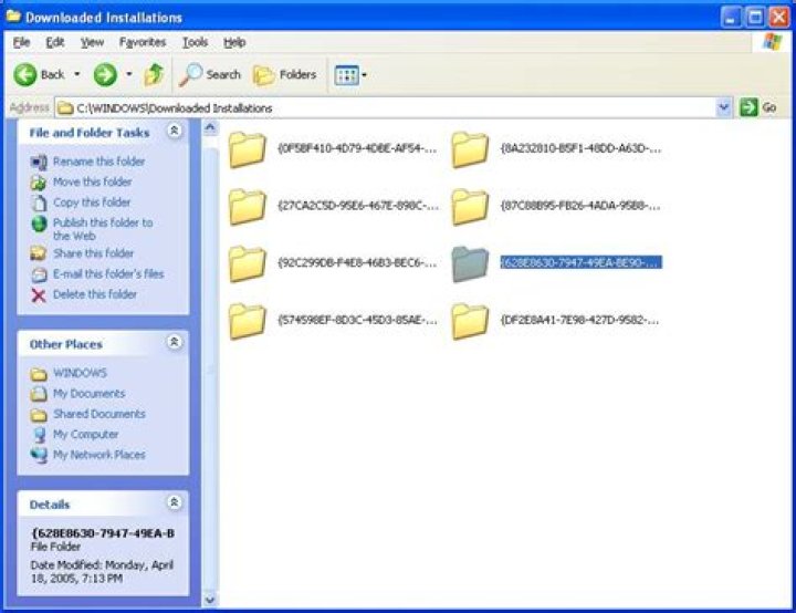 What is the purpose of the "C:\Windows\Downloaded Installations\" folder?