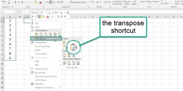 What is the shortcut key for transpose in excel? [closed]