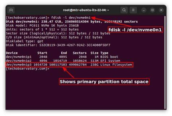 What is the total size of your Linux installation and total partitions on the system?