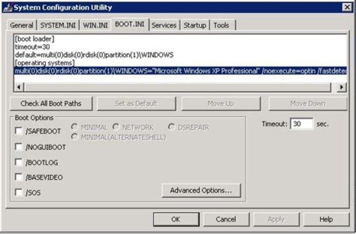 Where can I find the boot.ini file on Windows 7?