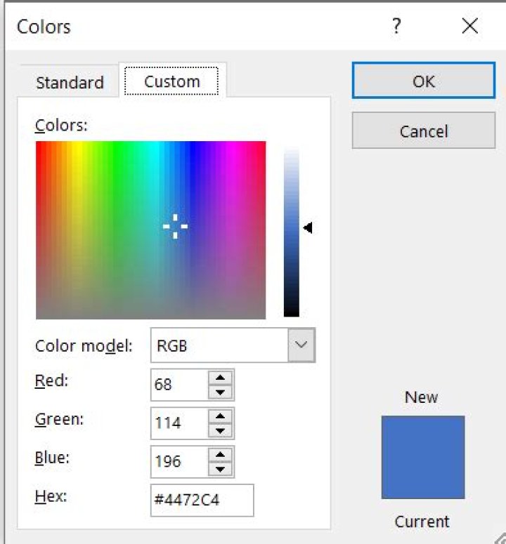 Where do I find hexadecimal value for MS-word Accent blue colour?