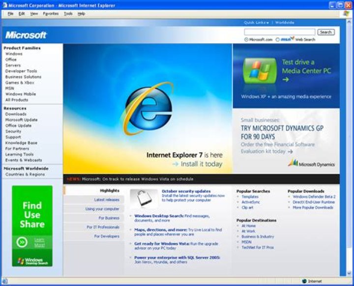 Where is Internet Explorer located on Windows 7?